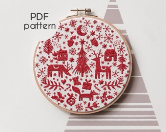 Hand Embroidery Pattern - Nordic Christmas Design, PDF Guide