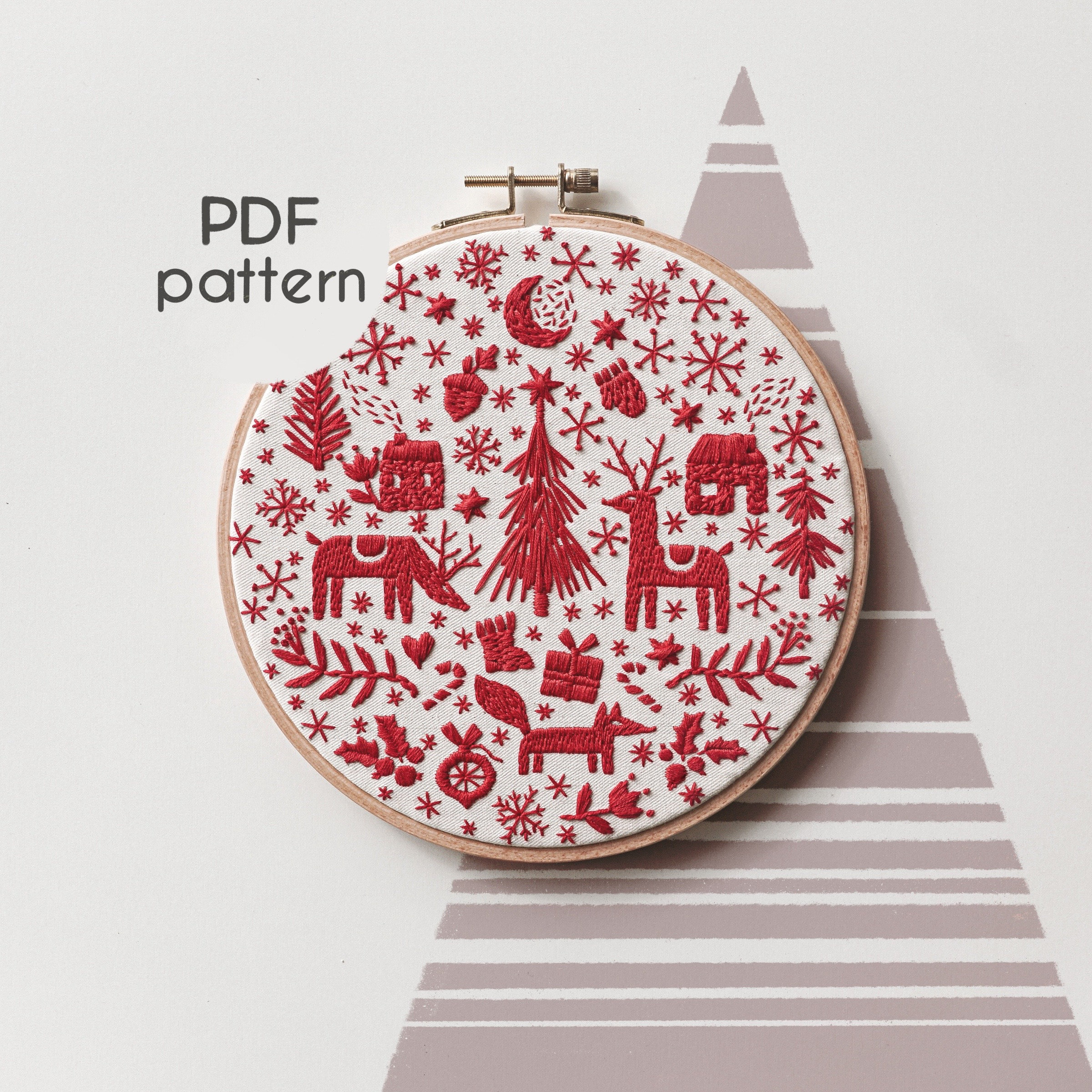 Hand Embroidery Pattern - Nordic Christmas Design, PDF Guide - Etsy