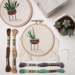 Embroidery Pattern Succulent Embroidery, Beginner Embroidery, Embroidery Design PDF , Easy Embroidery Pattern, Video Tutorial image 2