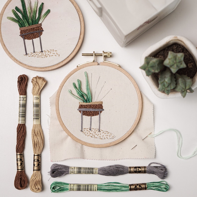 Embroidery Pattern Succulent Embroidery, Beginner Embroidery, Embroidery Design PDF , Easy Embroidery Pattern, Video Tutorial image 2