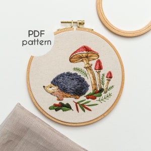Hand Embroidery - HEDGEHOG Pattern, Beginner Video Tutorials, PDF Download
