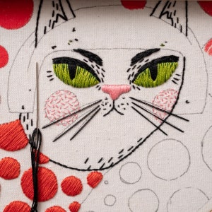 PDF Embroidery Pattern YAYOI KUSAMA Inspired Cat Portrait, Photo and Video Tutorials Included image 6