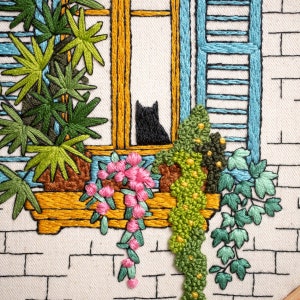Embroidery Pattern CAT in the WINDOW, Advanced Level, PDF Embroidery Design with Video Tutorials. image 8