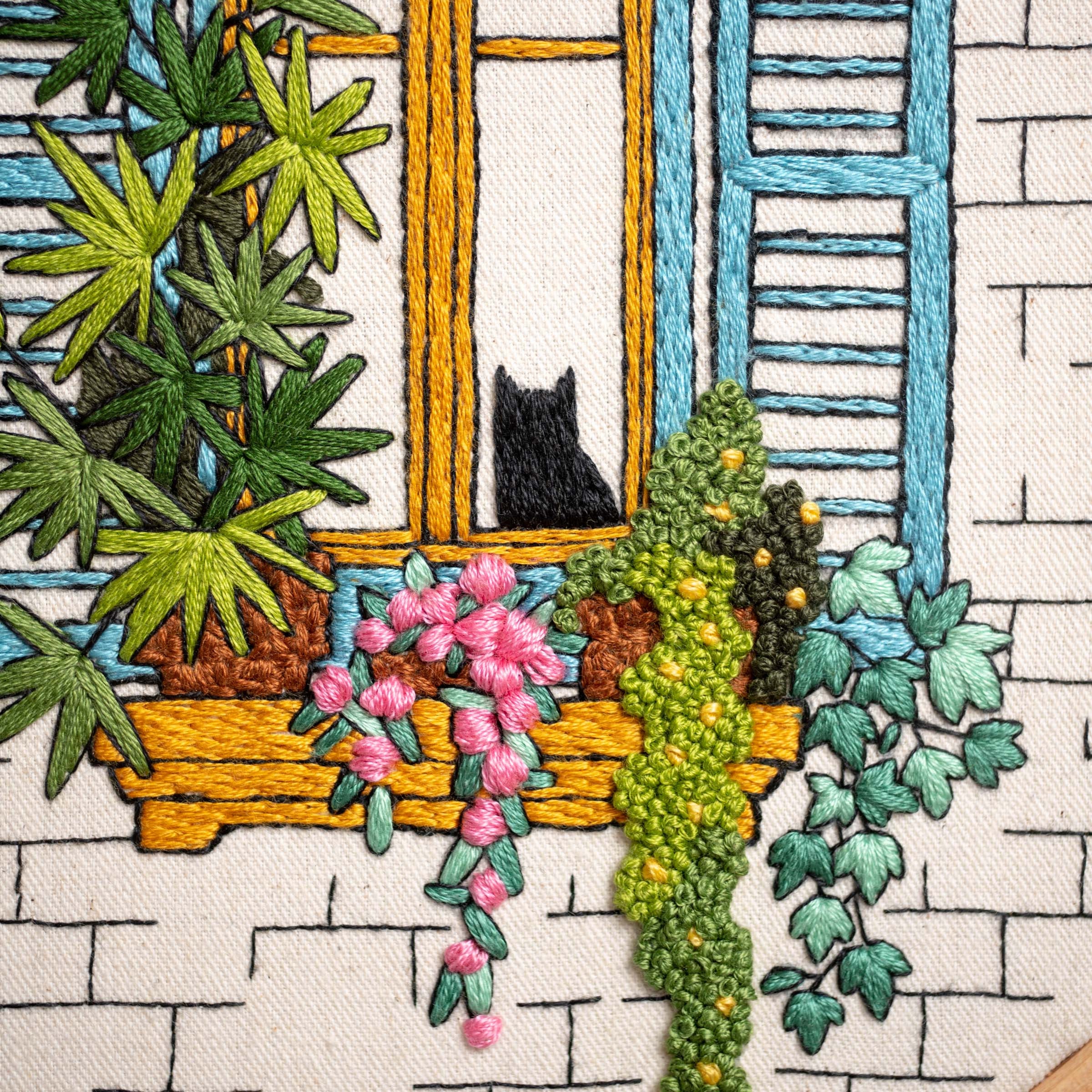 Cat by the Window Embroidery Kit, code JK-2093 Panna