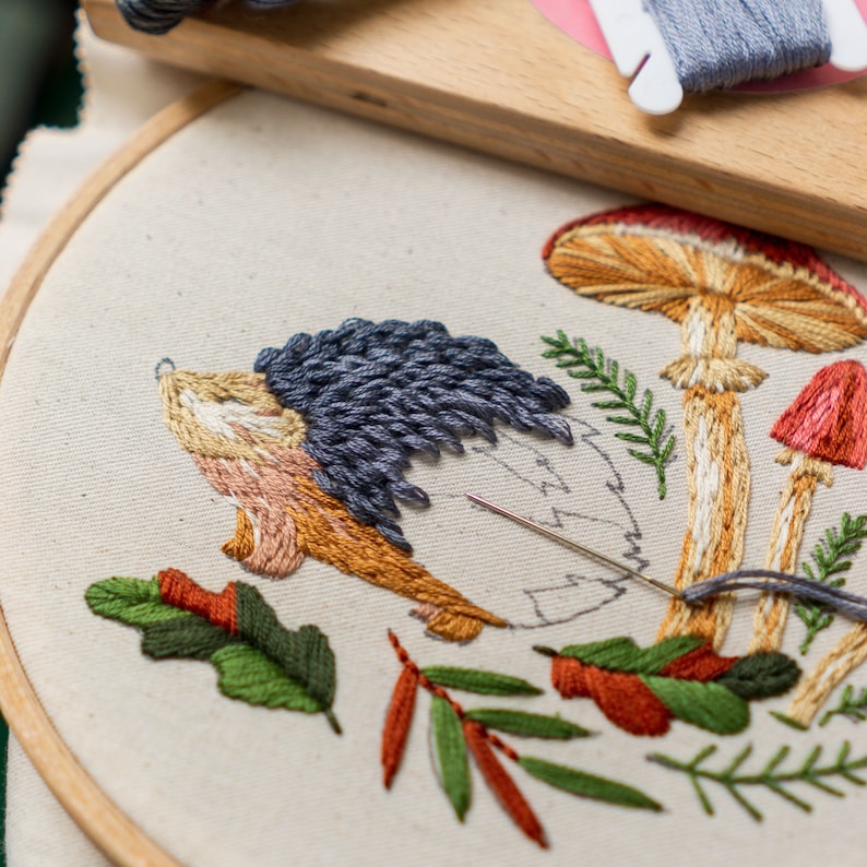 Hand Embroidery HEDGEHOG Pattern Beginner Video Tutorials Etsy