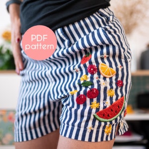 Embroidery Pattern PDF - FRUITS and FLOWERS elements to embroider by hand on clothes
