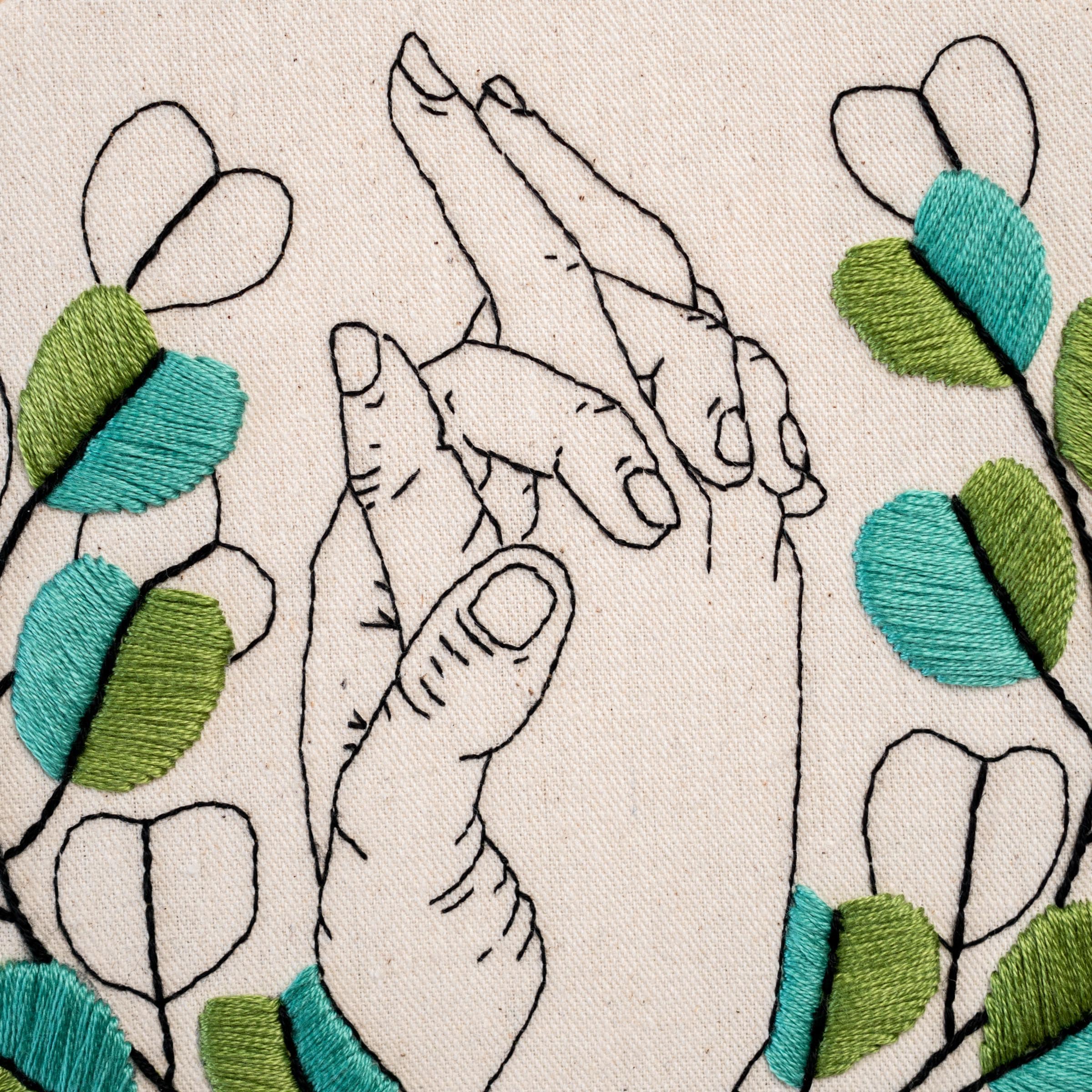 手刺繍パターン - 手を繋ぐ、初心者レベル、ビデオチュートリアル付き