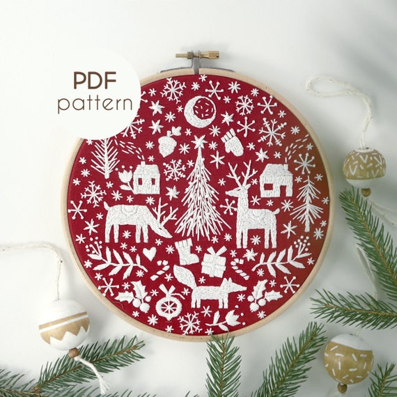 Hand Embroidery Pattern Christmas Embroidery Intermediate Level