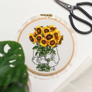 Hand Embroidery Pattern SUNFLOWER HUG, Digital Download PDF, Video Tutorial for Beginners Included image 10