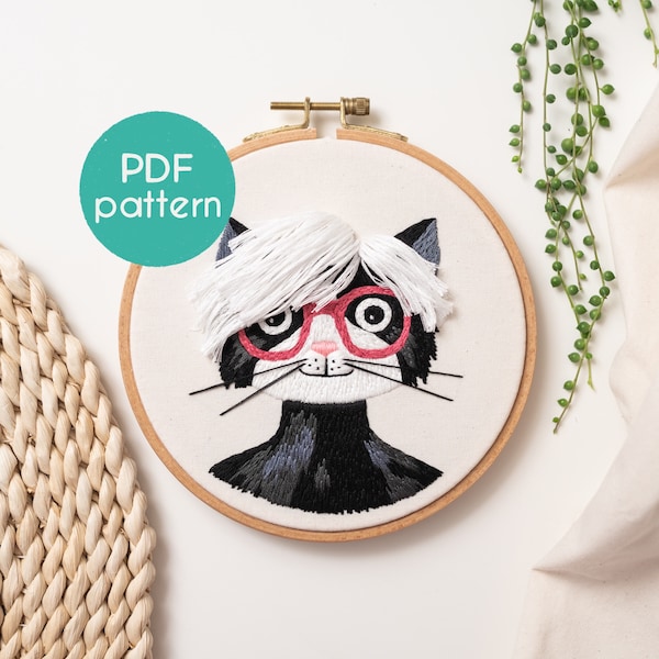 ANDY PURRHOL - PDF Embroidery Pattern Andy Warhol, Famous Artists Cat Art