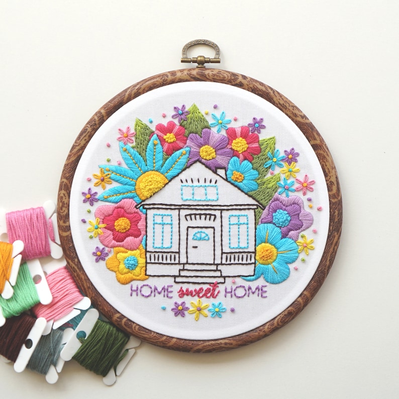 Hand embroidery pattern home sweet home intermediate  etsy Hand embroidery pattern home sweet home intermediate  etsy