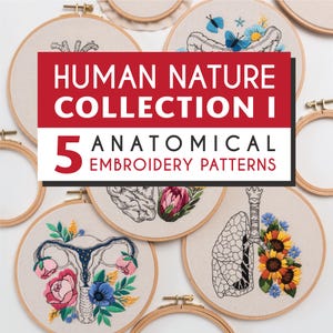 Embroidery Bundle - Human Anatomy Patterns PDF, Video Tutorials Included
