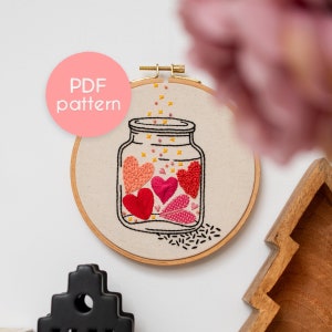 LOVE Embroidery Pattern: Beginner Heart Jar Design (PDF Pattern)