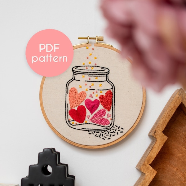 Hand Embroidery Pattern - LOVE, Beginner Embroidery, Step by Step Video Tutorials