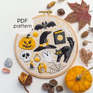 Hand Embroidery - SPOOKY NIGHT, PDF Pattern, Beginner Friendly Embroidery Tutorials