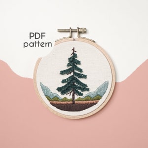 Hand Embroidery Pattern - Pine Tree Embroidery, Intermediate Level, Hand Embroidery, PDF Pattern