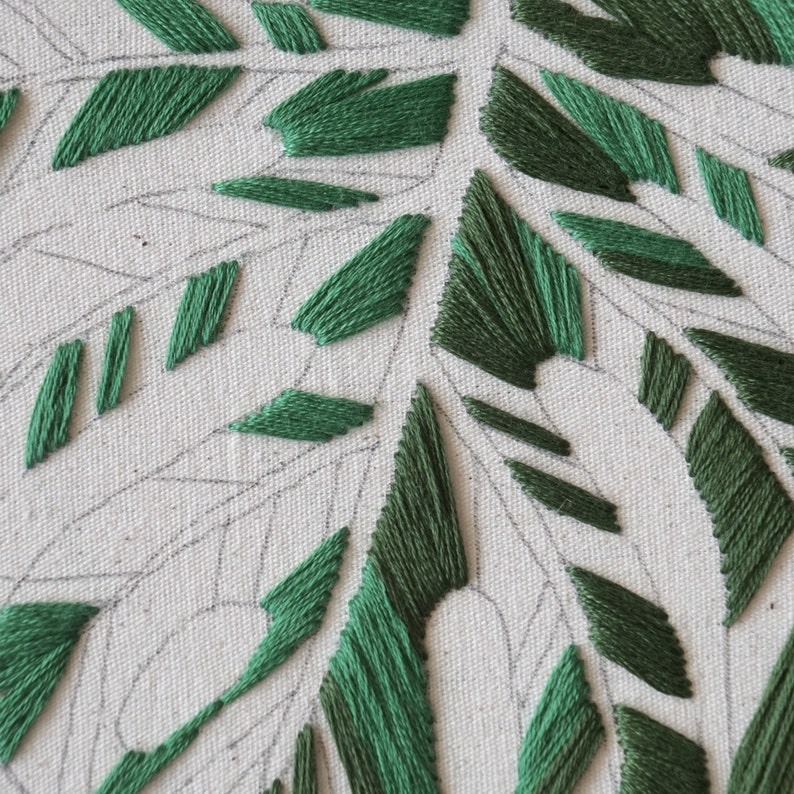 Embroidery Pattern Monstera Leaves, Advanced Hand Embroidery Pattern, Video Tutorial image 5