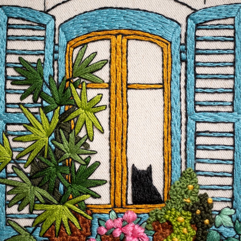 Embroidery Pattern CAT in the WINDOW, Advanced Level, PDF Embroidery Design with Video Tutorials. image 9