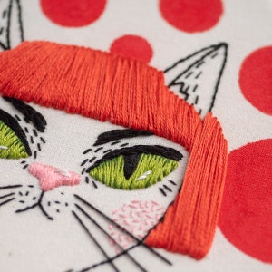 PDF Embroidery Pattern YAYOI KUSAMA Inspired Cat Portrait, Photo and Video Tutorials Included image 3