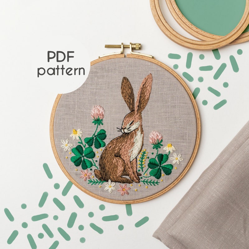 Rabbit Embroidery - Etsy