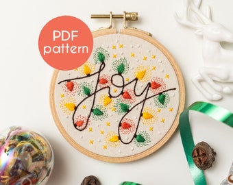 Christmas Lights Embroidery Pattern: Festive Hoop Art (PDF Pattern)