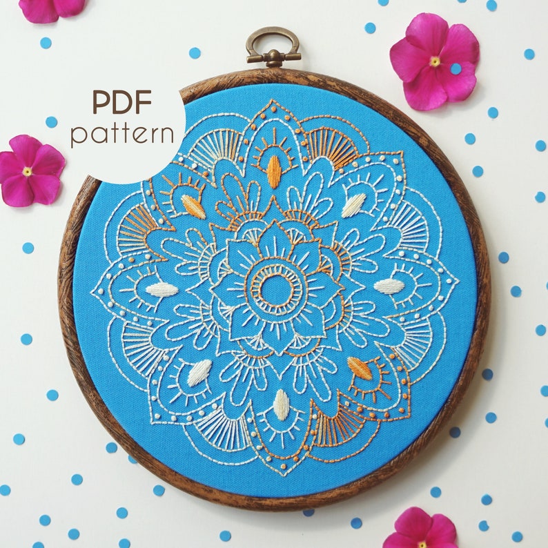 Embroidery Pattern MANDALA, PDF Embroidery Pattern, Beginner Embroidery, Embroidery Design image 1