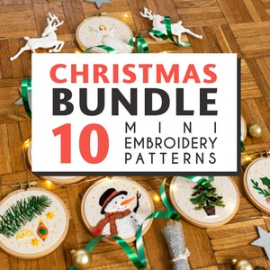 CHRISTMAS BUNDLE Stickmuster, Stickmuster, Hoop Art PDF-Stickerei, mit YouTube-Video-Tutorials