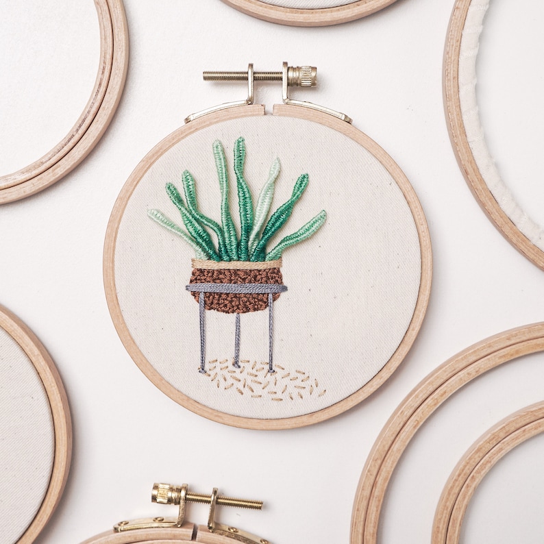 Embroidery Pattern Succulent Embroidery, Beginner Embroidery, Embroidery Design PDF , Easy Embroidery Pattern, Video Tutorial image 8