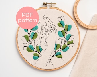 Hand Embroidery Pattern - HOLDING HANDS, Beginner Level, PDF Embroidery Design with Video Tutorials