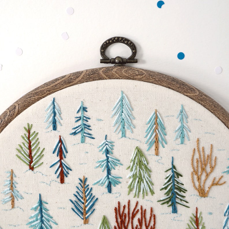 PDF Embroidery Pattern Winter Landscape, Tiny House, Beginner Embroidery image 6