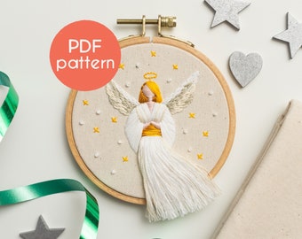 Embroidery Pattern - The ANGEL, Winter and Christmas PDF Pattern, with full YouTube video tutorial included