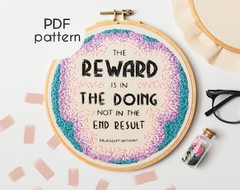Hand Embroidery PDF Pattern - Lettering Quote, Beginner Embroidery, PDF Instant Download