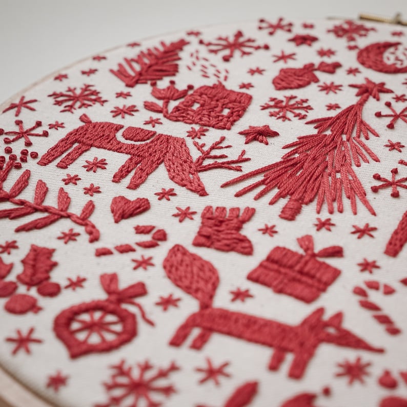 Hand Embroidery Pattern - Nordic Christmas Design, PDF Guide - Etsy