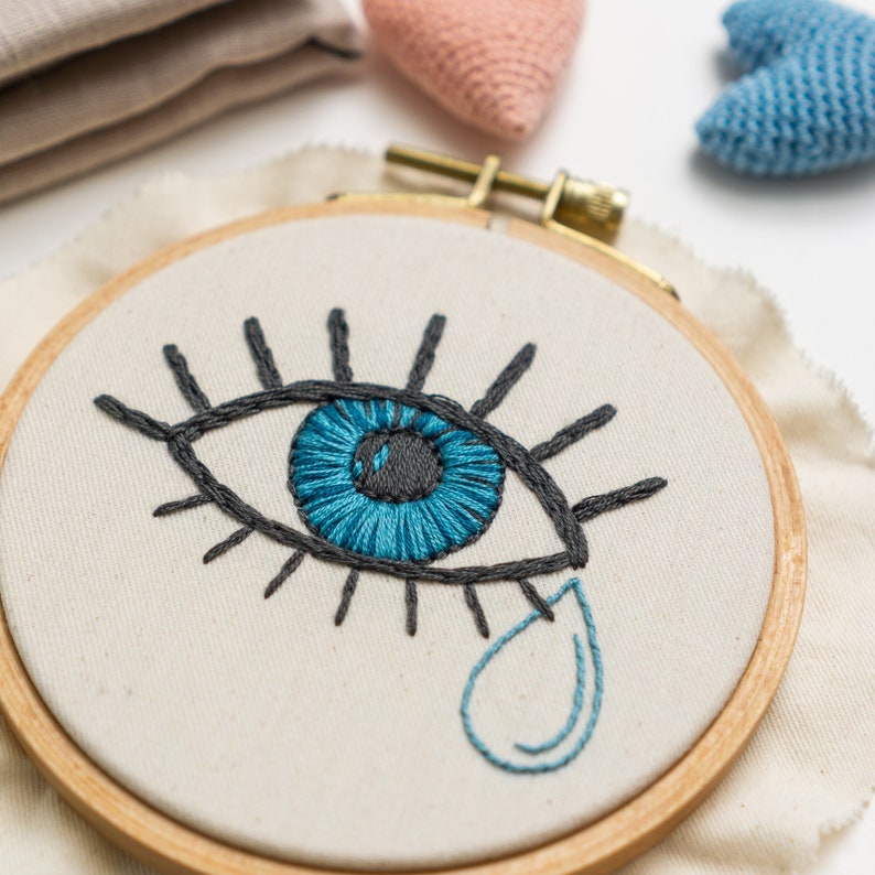 Hand Embroidery Pattern EYE WIDE OPEN modern embroidery pattern, photo and video tutorials included image 9