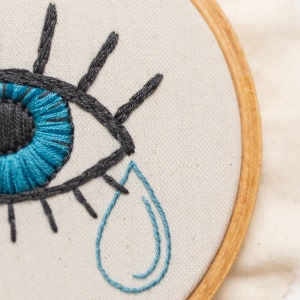 Hand Embroidery Pattern EYE WIDE OPEN modern embroidery pattern, photo and video tutorials included image 2
