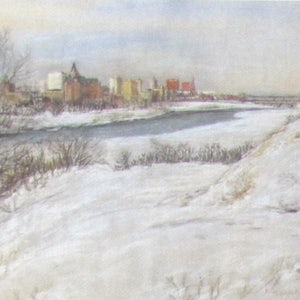 Saskatoon Skyline, 1972, by Fritz Stehwien - Greeting Card (blank inside)