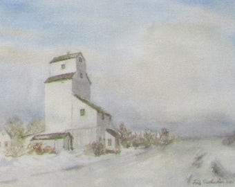 Prairie Elevator, 1982, by Fritz Stehwien - Greeting Card (blank inside)