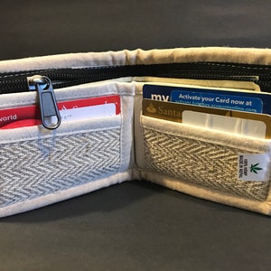 Cartera de Cáñamo Natural, Hippie Unisex, estilo Boho. Hecho a mano en Nepal. 8 bolsillos