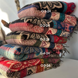 Tibetan yak wool Shawl/ Scarf/ Blanket, Meditation Shawl, loose weaved for super soft and warm, Best Gift for the winter. floral designs ..
