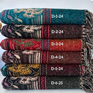Reversible Tibetan yak wool Shawl/Scarf Blanket, Shawl, loose weaved for super soft and warm,Best winter gift, floral designs/parsley design