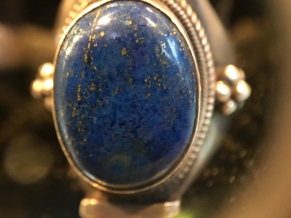 Antique Tibetan sterling silver Lapis lazuli ring… - image 2