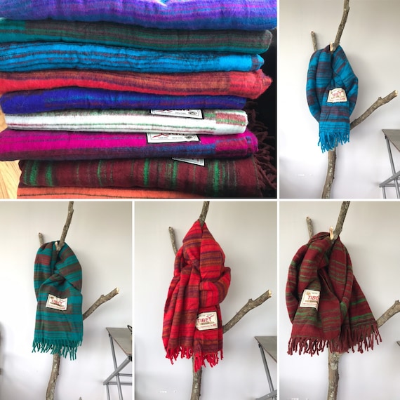 Tibetan Yak Wool Shawl, Big Scarf. Blanket, Hand-loomed, Warm