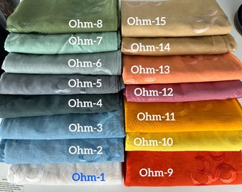 Écharpes de méditation/écharpe de prière 100 % coton/54 écharpes Om brodées/écharpe mantra/écharpe de yoga/écharpes Shiva/shakti, couleurs unies écharpes Om.