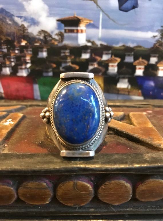 Antique Tibetan sterling silver Lapis lazuli ring,