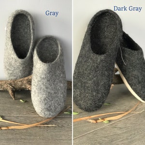 Eco friendly felt slippers. Natural gray, brown and dark gray 100% natural sheep wool,flat sole