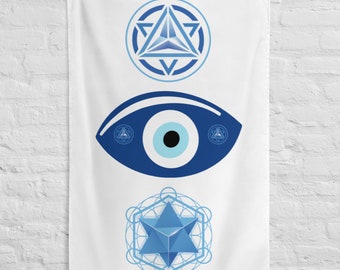 TL/GIC - Etherische beschermingsvlag "Evil Eye" (wit), versie 1