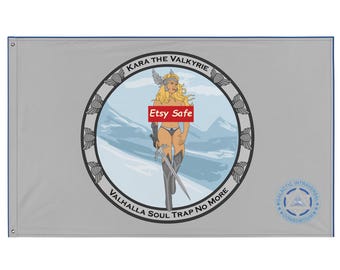 Flags and Wall Hangings: Kara the Valkyrie - Topless Warrior, Pin-up - Flag