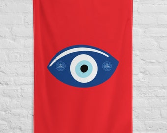 TL/GIC - Drapeau de protection éthérique « Evil Eye » (rouge), version 4