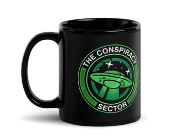 The Conspiracy Sector Brand - Black Glossy Mug