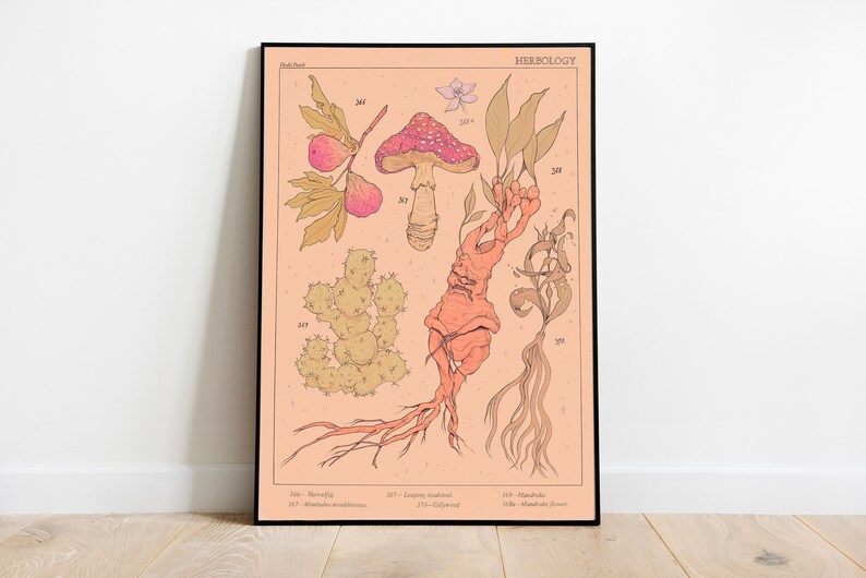 Harry Potter Printed Poster Herbology botanical Wall Art Etsy